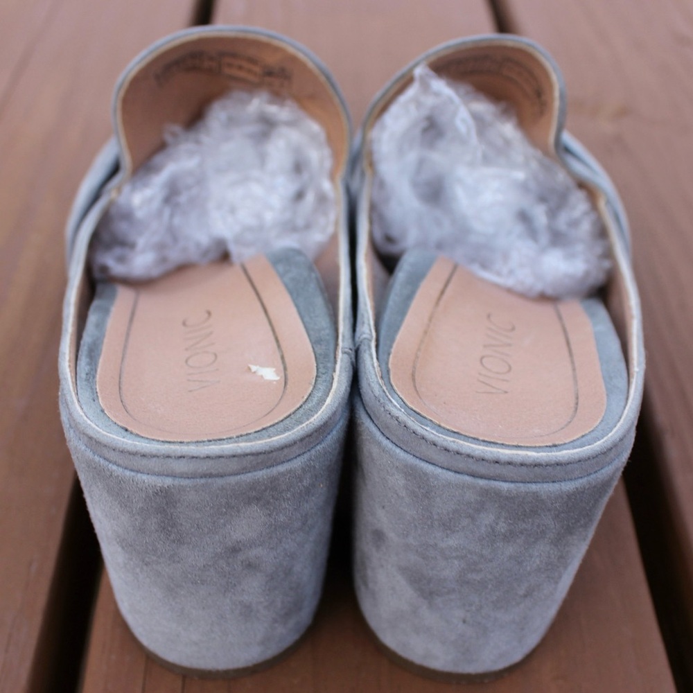 Women's Vionic Plaza Presley Heeled Mules Grey Suede Sz 8 - Picture 4 of 8